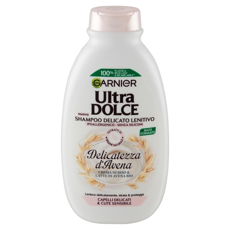 Garnier Ultra Dolce Shampoo Delicatezza D'Avena capelli delicati Crema di riso e latte d'avena 300ml